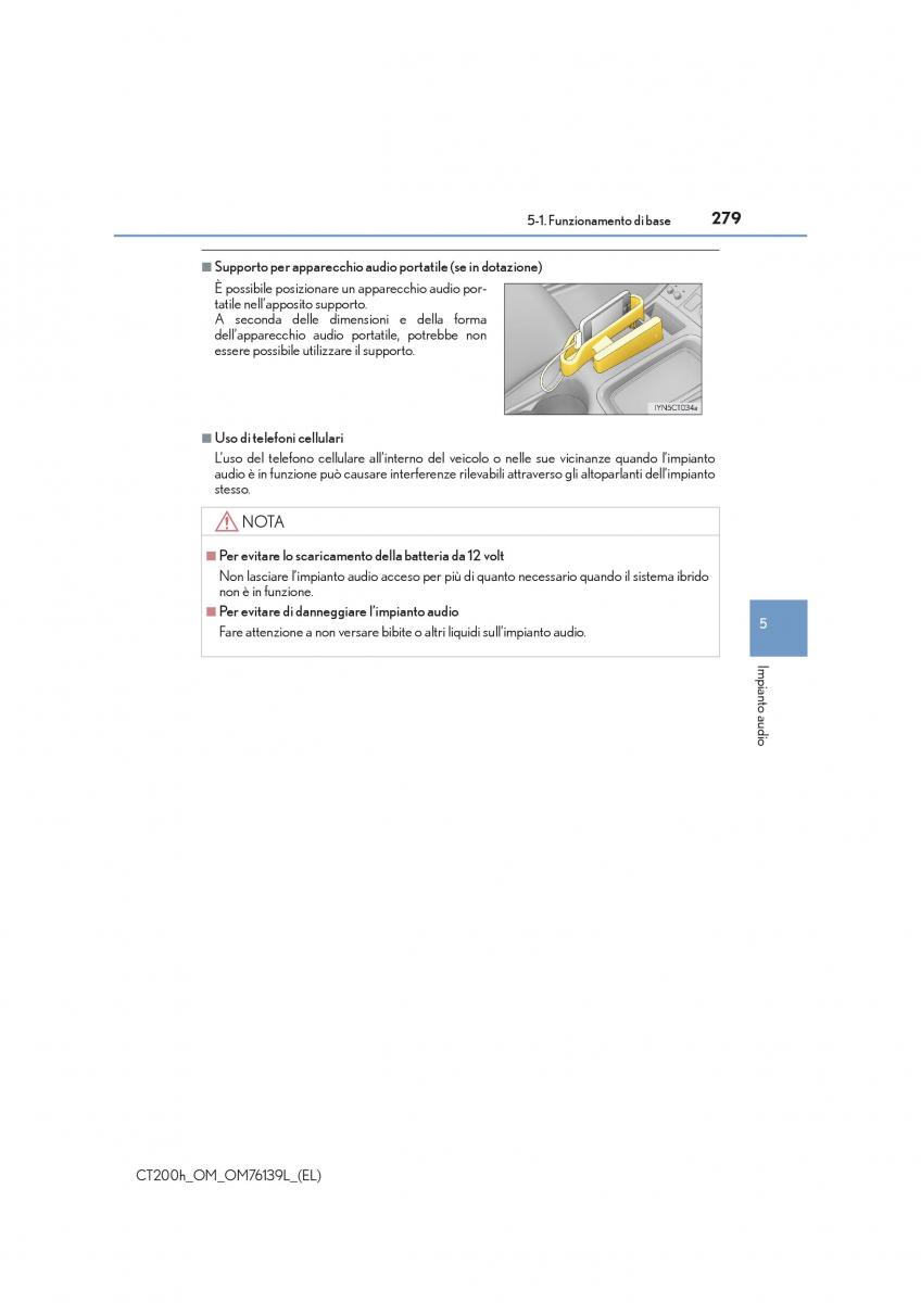 Lexus CT200h manuale del proprietario / page 279