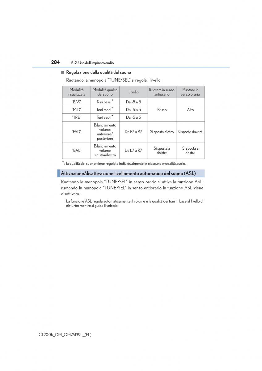 Lexus CT200h manuale del proprietario / page 284