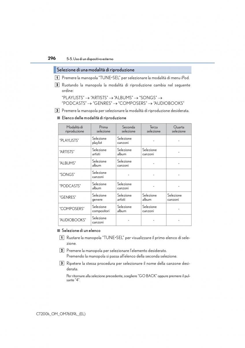 Lexus CT200h manuale del proprietario / page 296