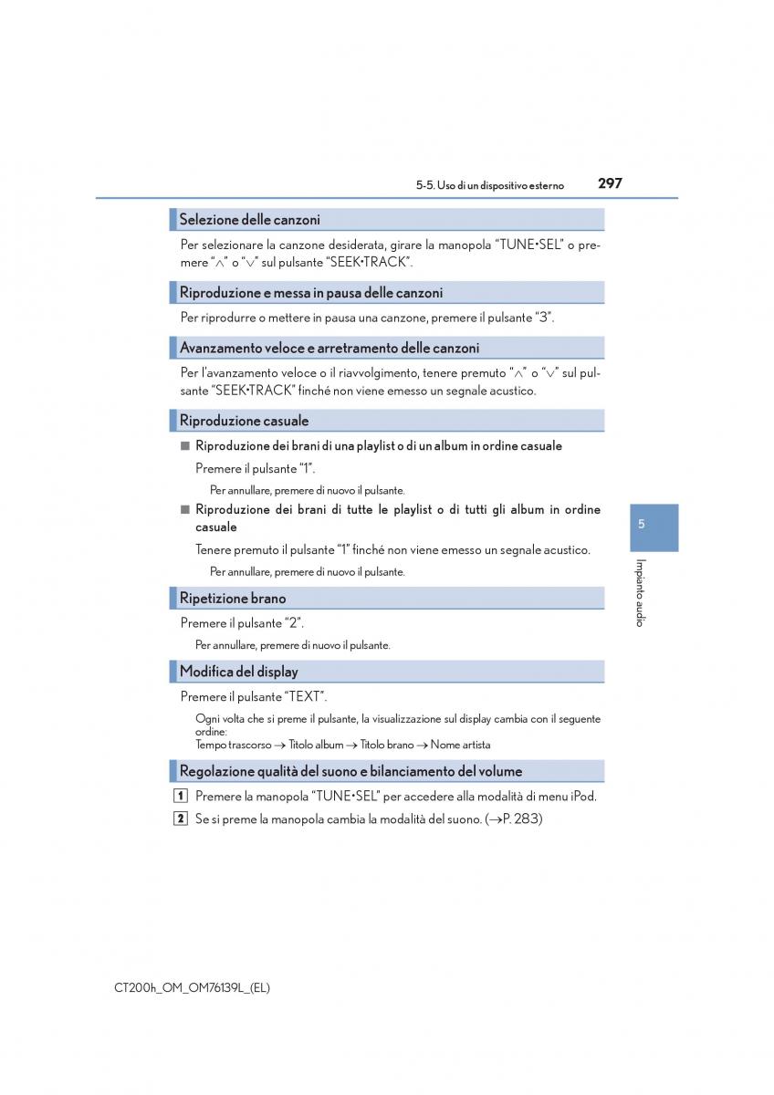 Lexus CT200h manuale del proprietario / page 297