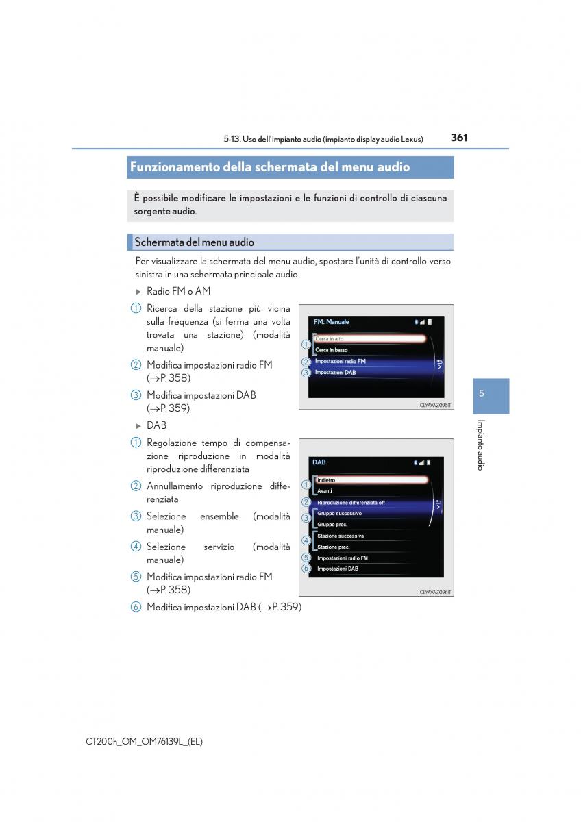 Lexus CT200h manuale del proprietario / page 361