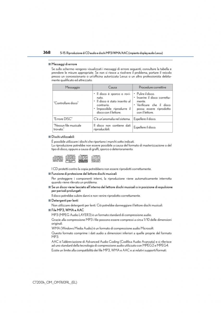 Lexus CT200h manuale del proprietario / page 368