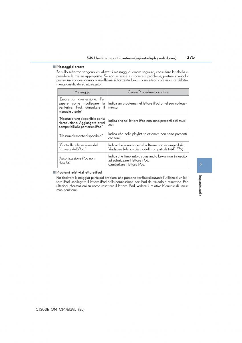 Lexus CT200h manuale del proprietario / page 375