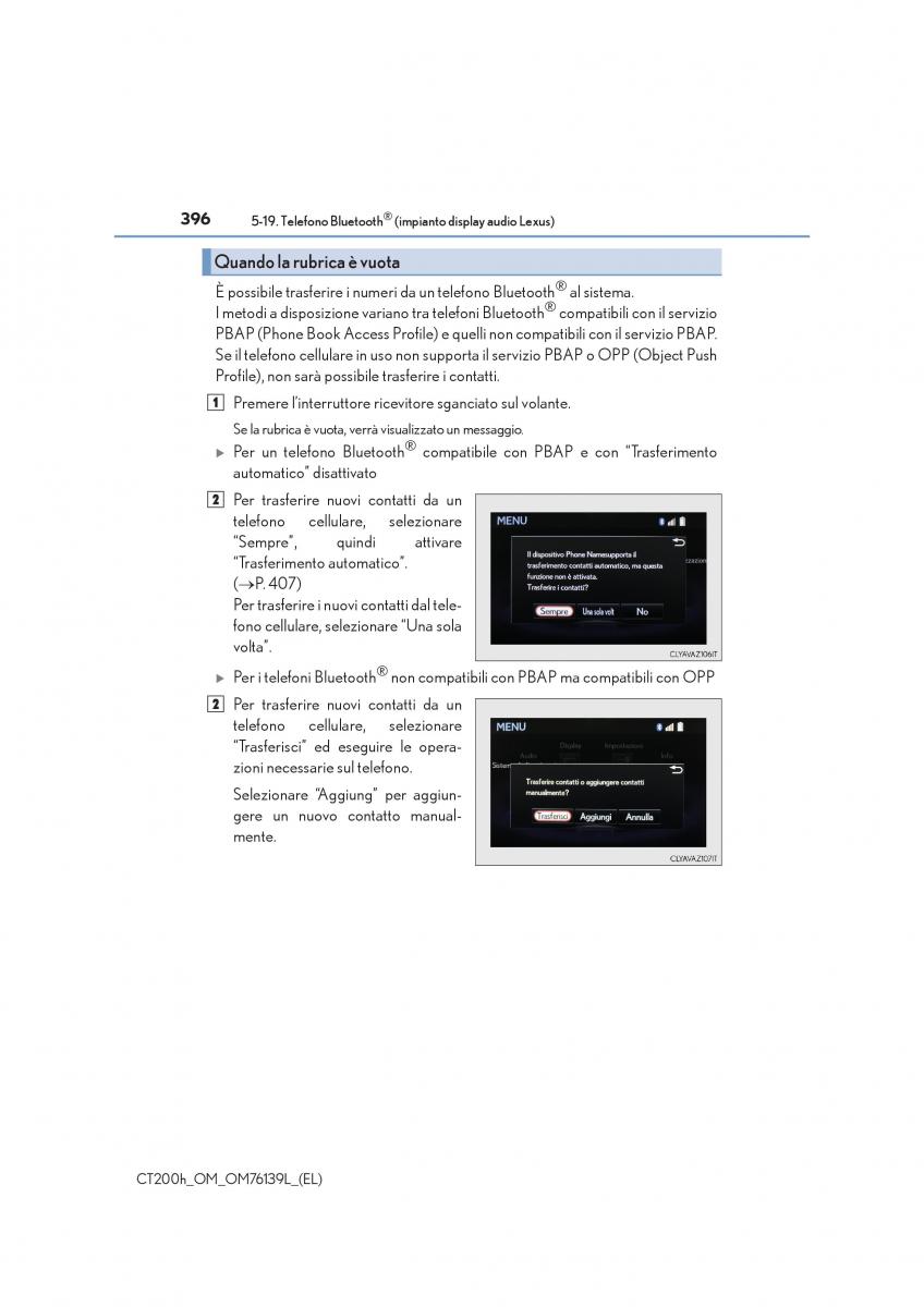 Lexus CT200h manuale del proprietario / page 396