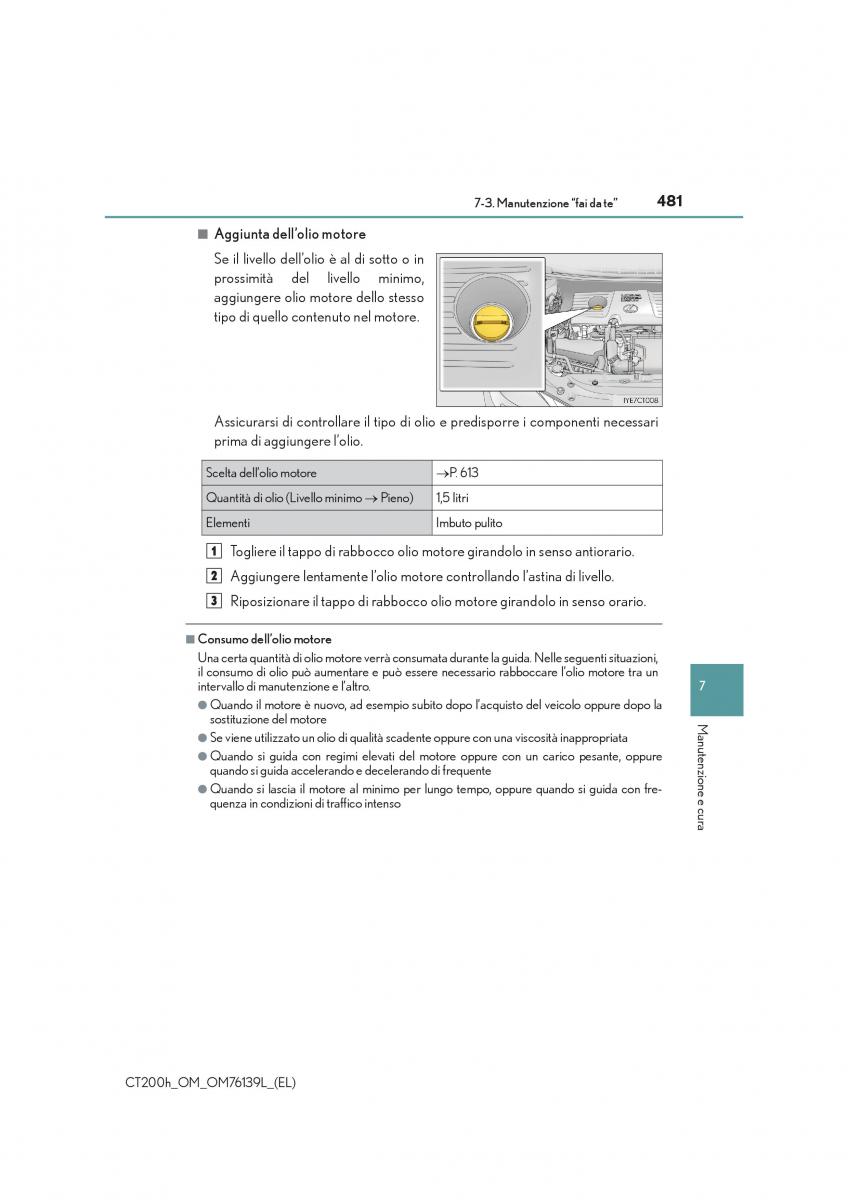 Lexus CT200h manuale del proprietario / page 481