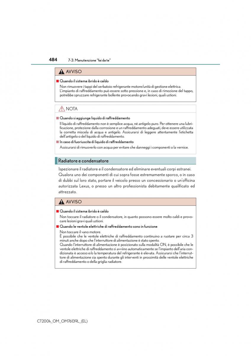 Lexus CT200h manuale del proprietario / page 484