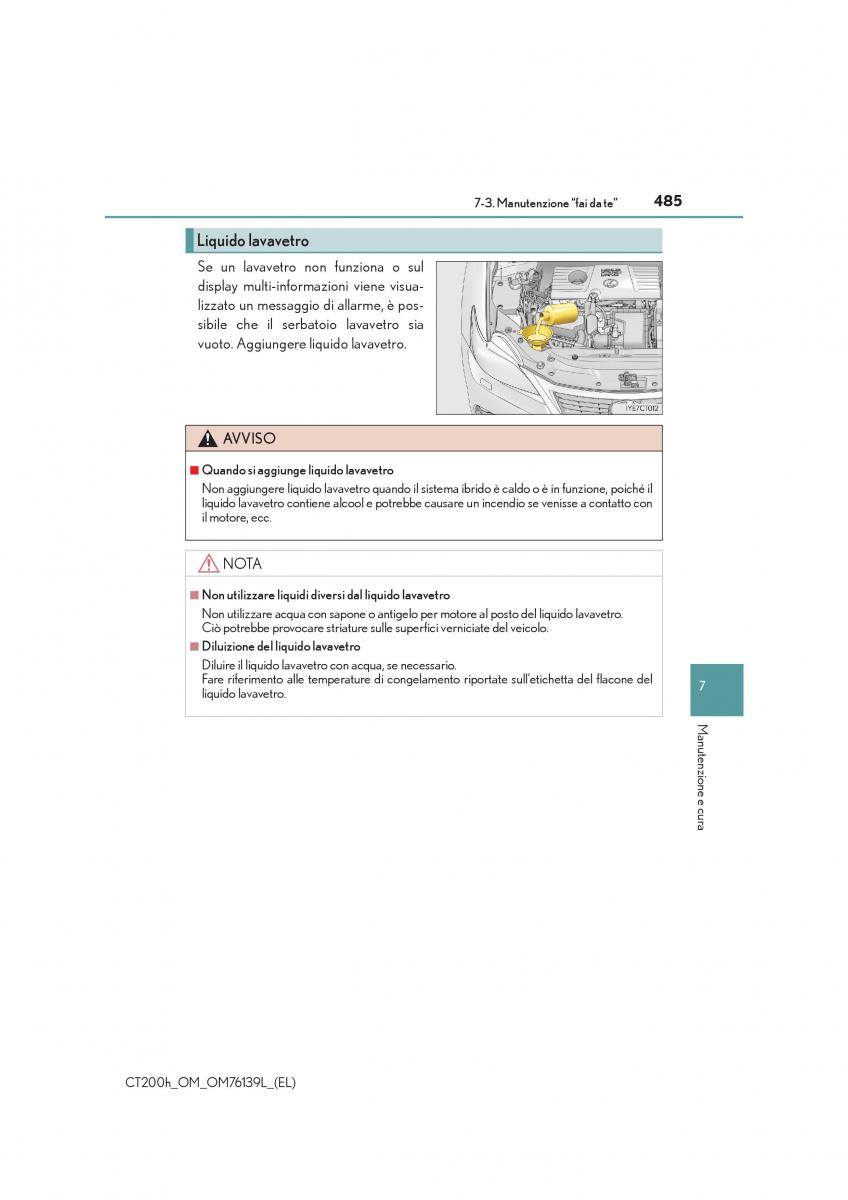 Lexus CT200h manuale del proprietario / page 485