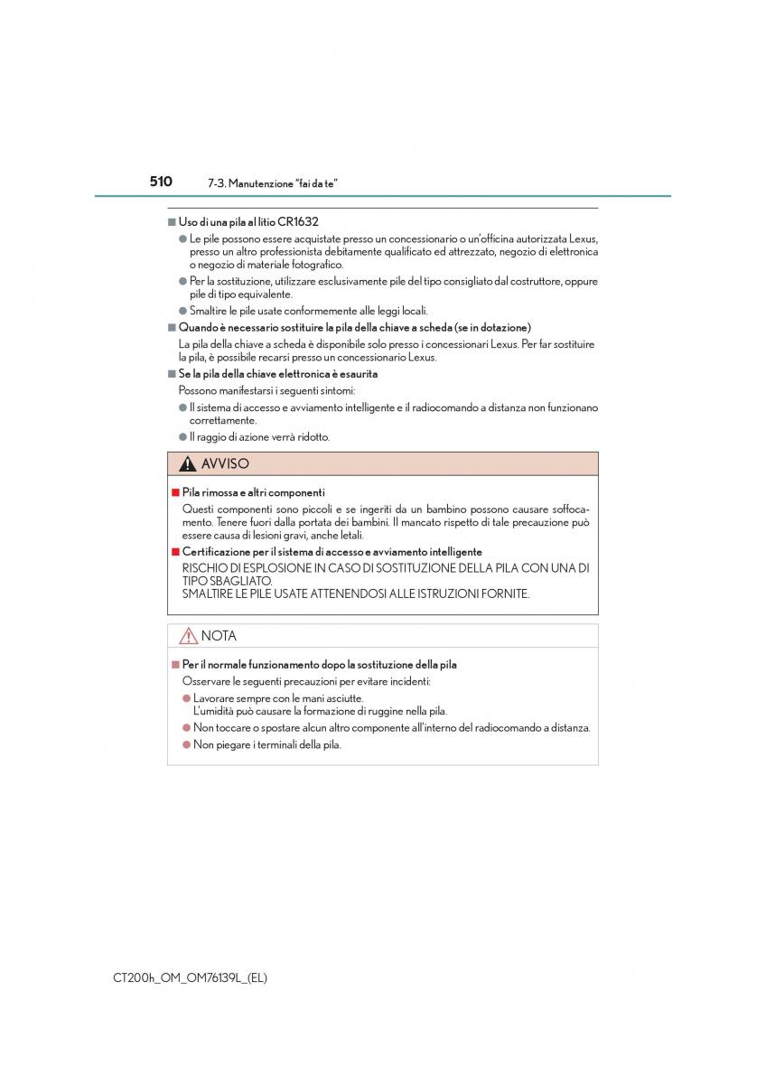 Lexus CT200h manuale del proprietario / page 510