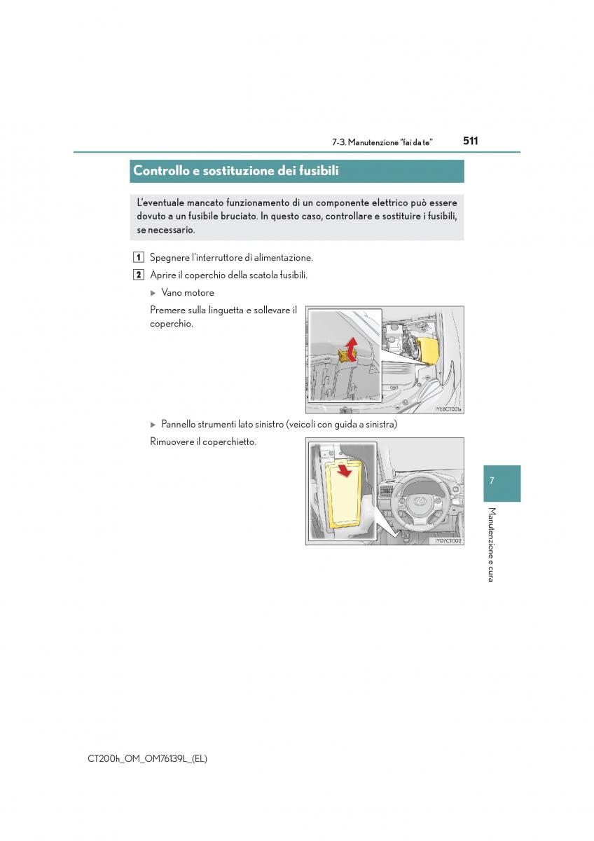 Lexus CT200h manuale del proprietario / page 511