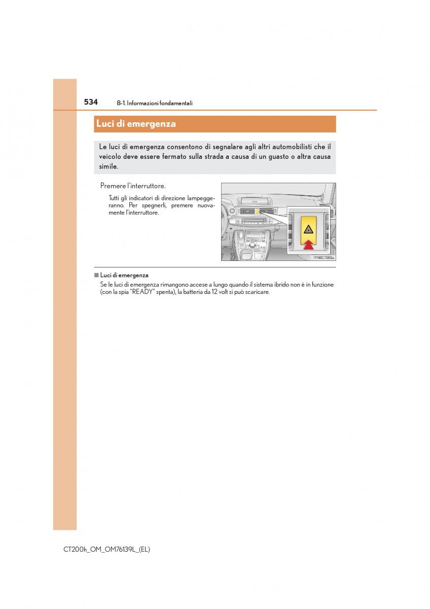 Lexus CT200h manuale del proprietario / page 534