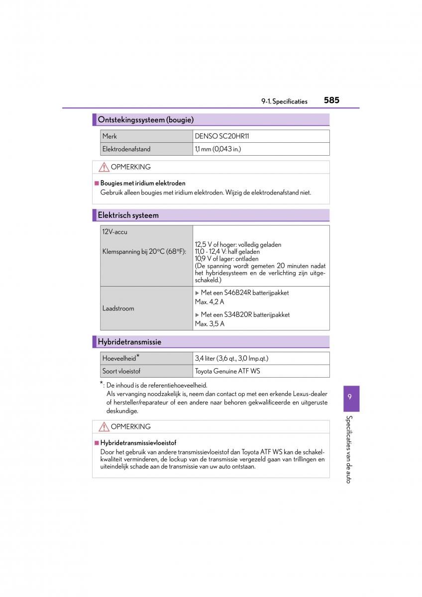 Lexus CT200h handleiding / page 585