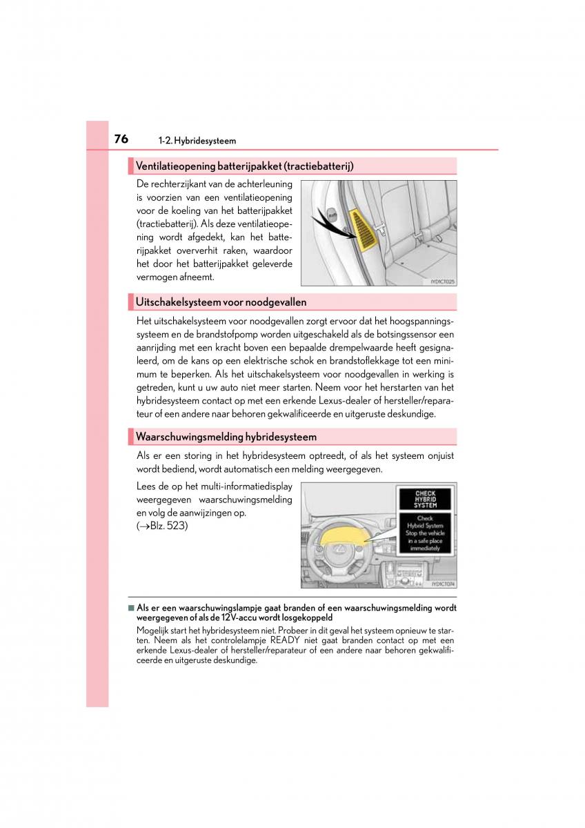 Lexus CT200h handleiding / page 76