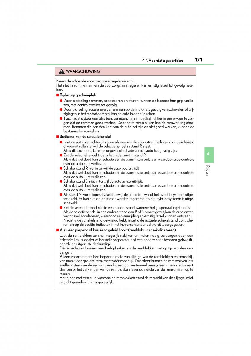 Lexus CT200h handleiding / page 171