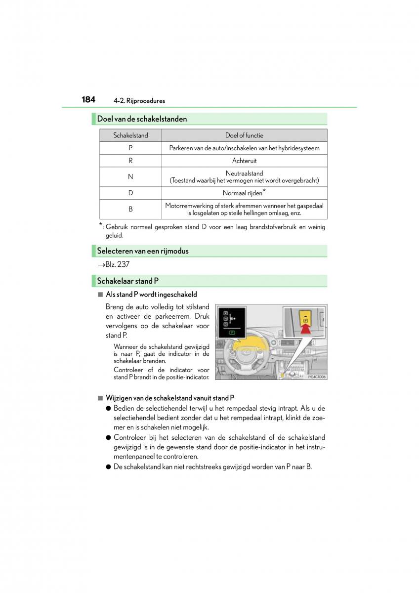 Lexus CT200h handleiding / page 184