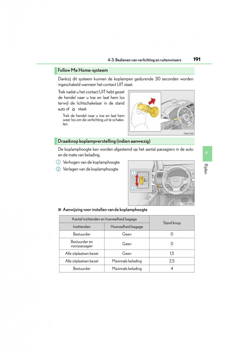 Lexus CT200h handleiding / page 191