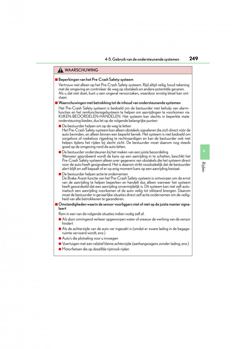 Lexus CT200h handleiding / page 249