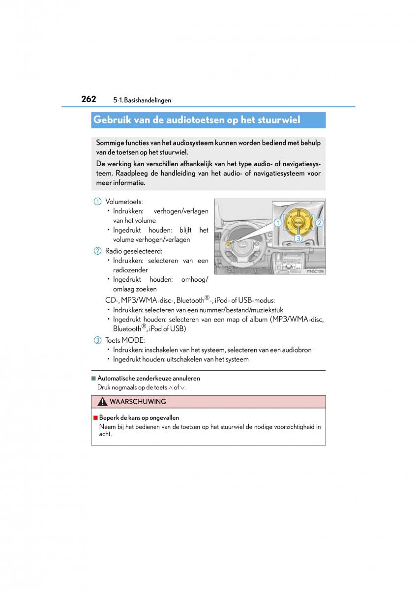 Lexus CT200h handleiding / page 262