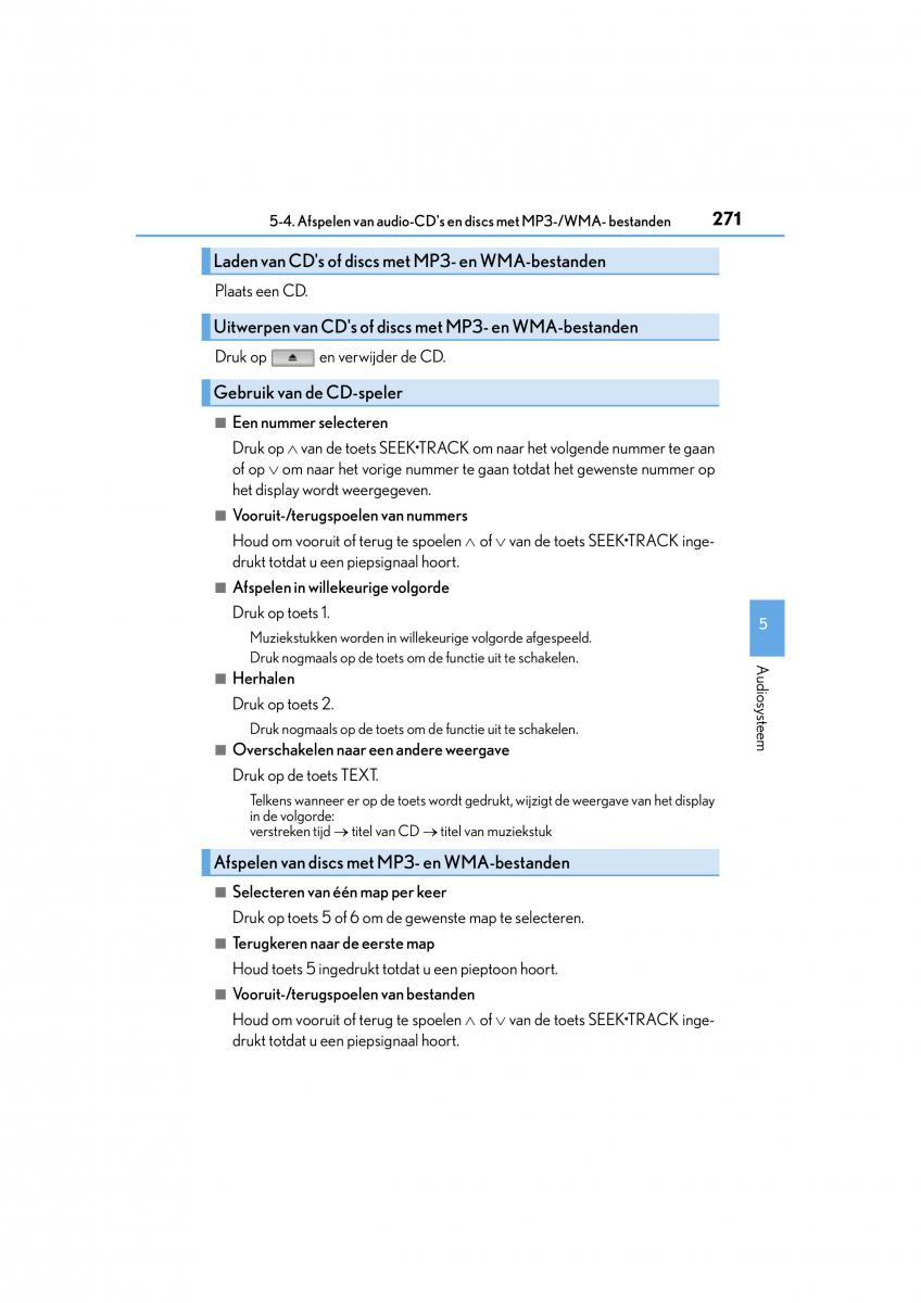 Lexus CT200h handleiding / page 271