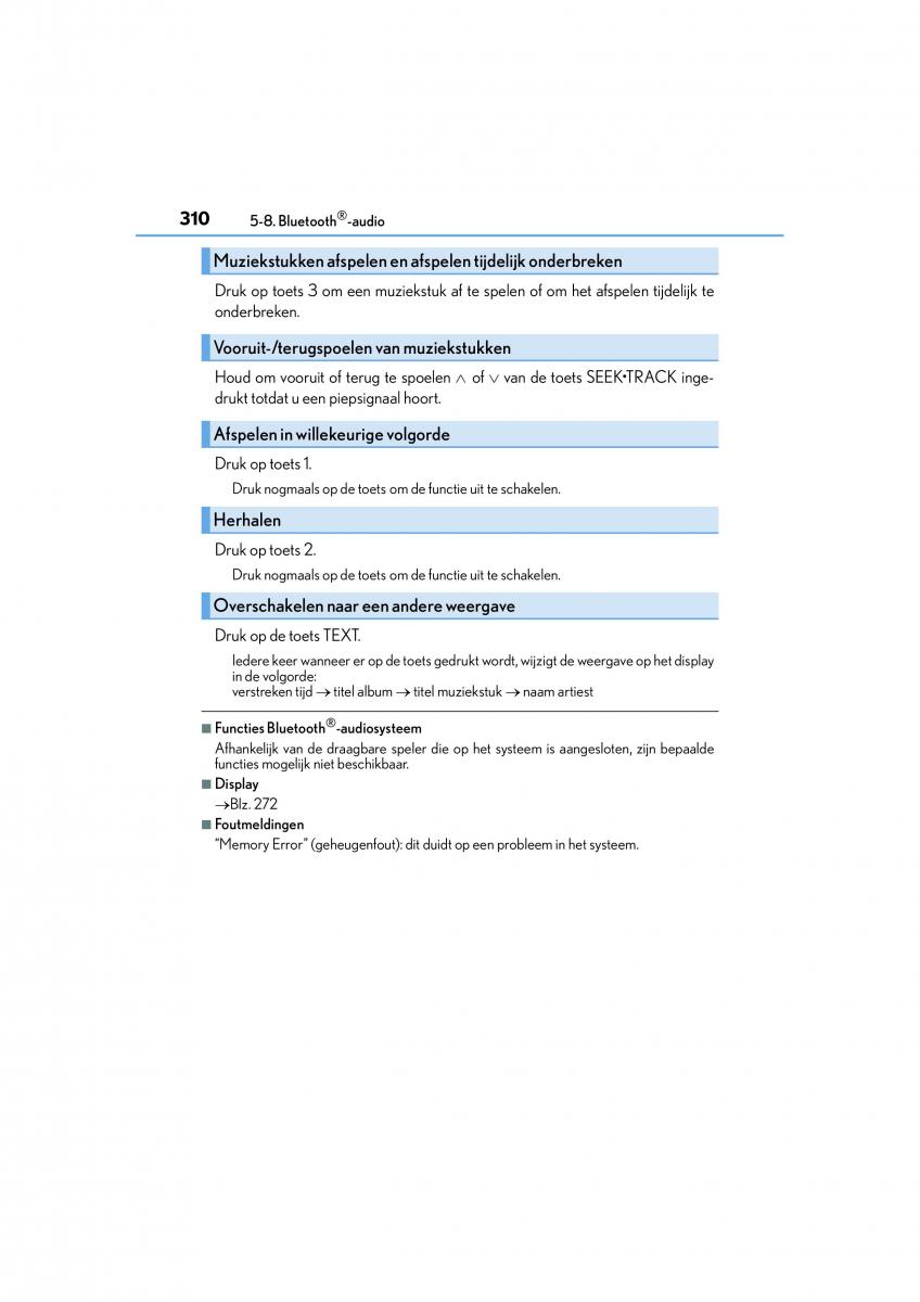 Lexus CT200h handleiding / page 310