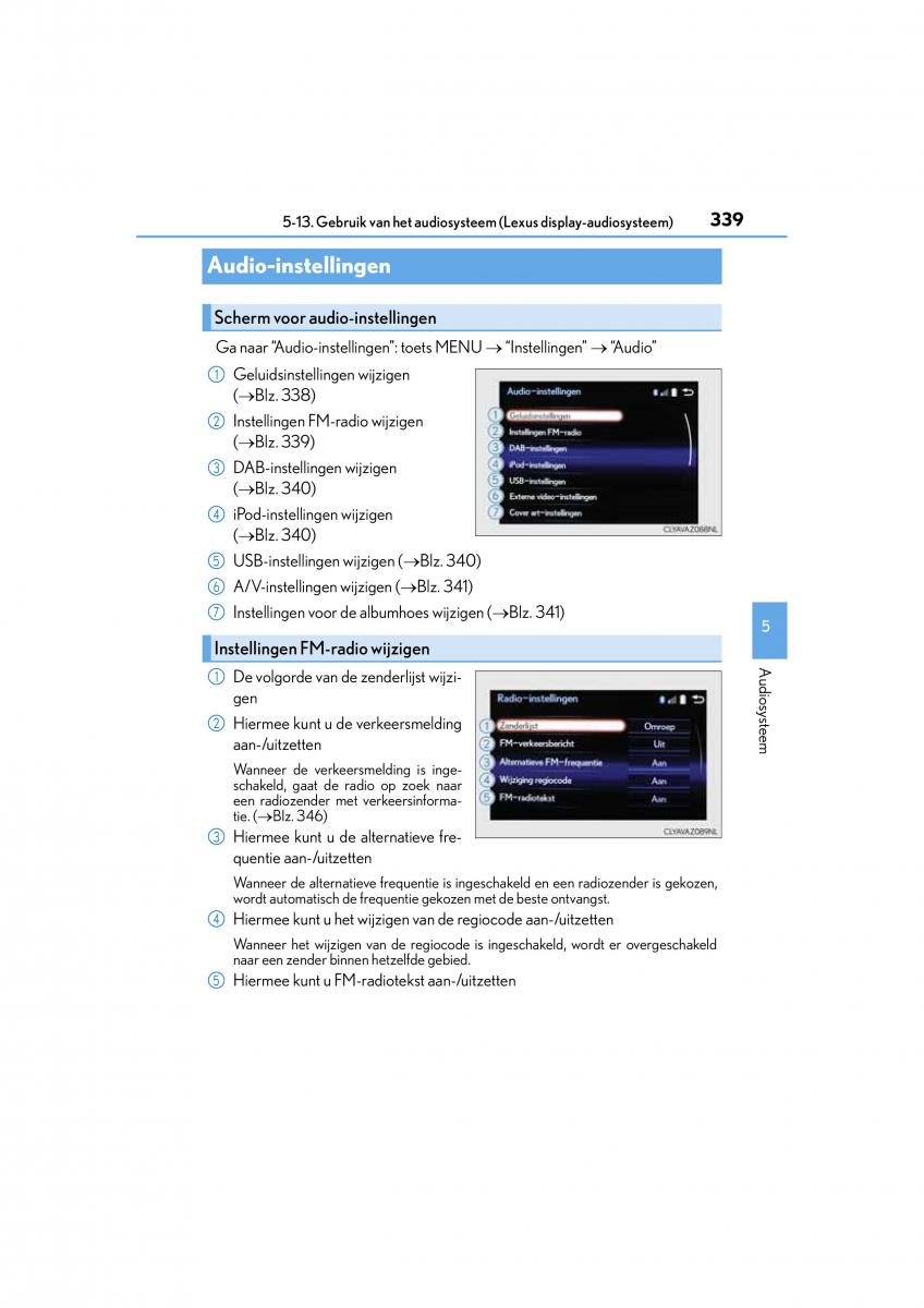 Lexus CT200h handleiding / page 339