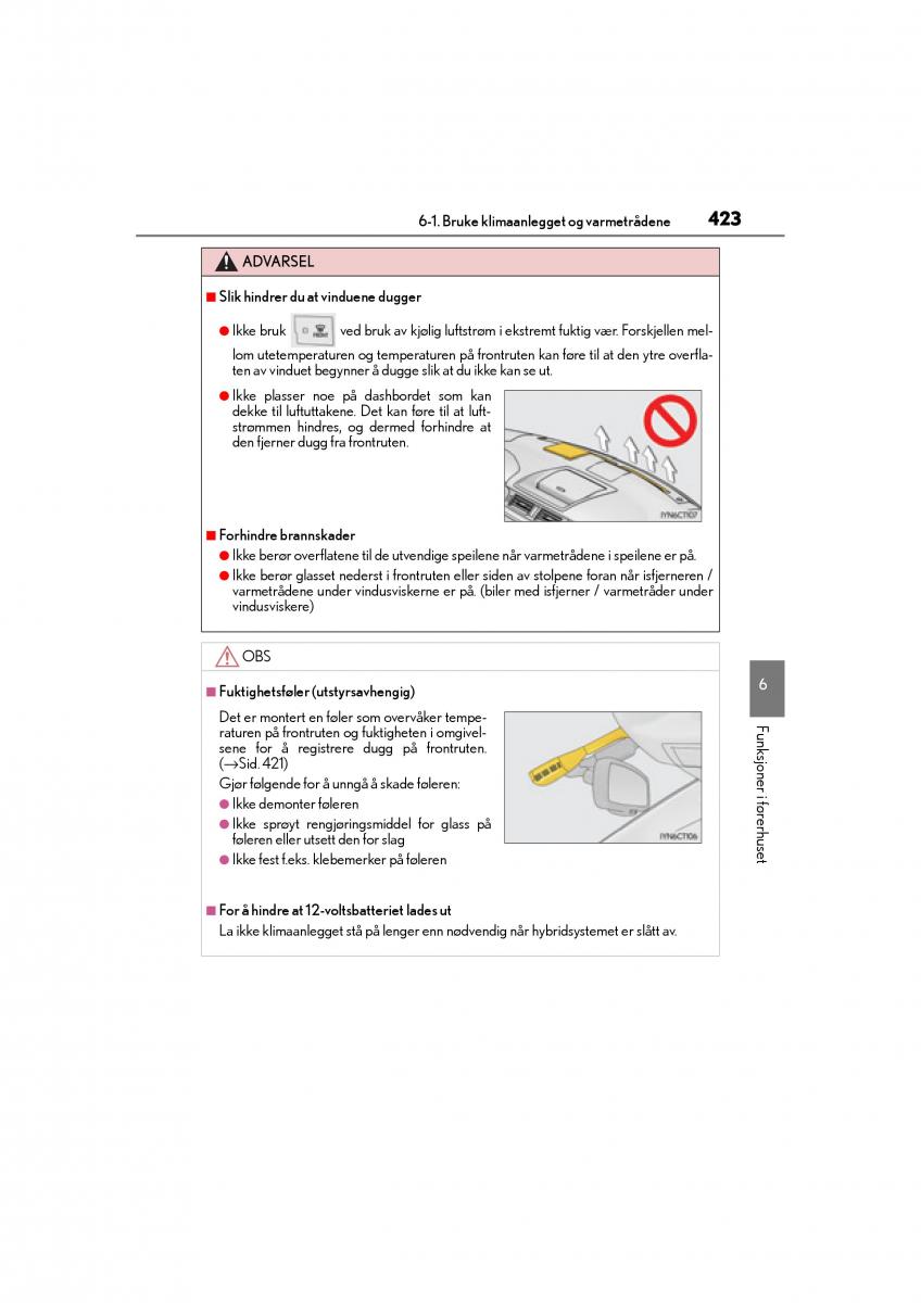 Lexus CT200h bruksanvisningen / page 425