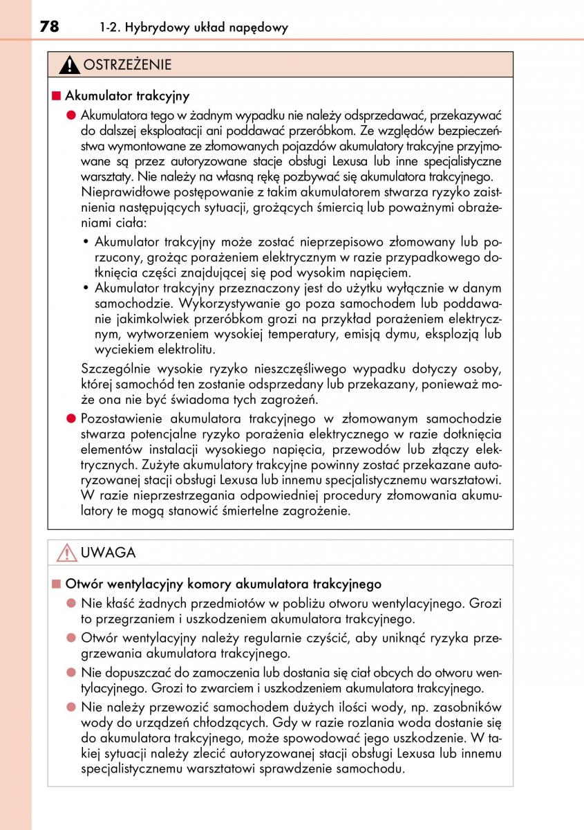 Lexus CT200h instrukcja obslugi / page 78