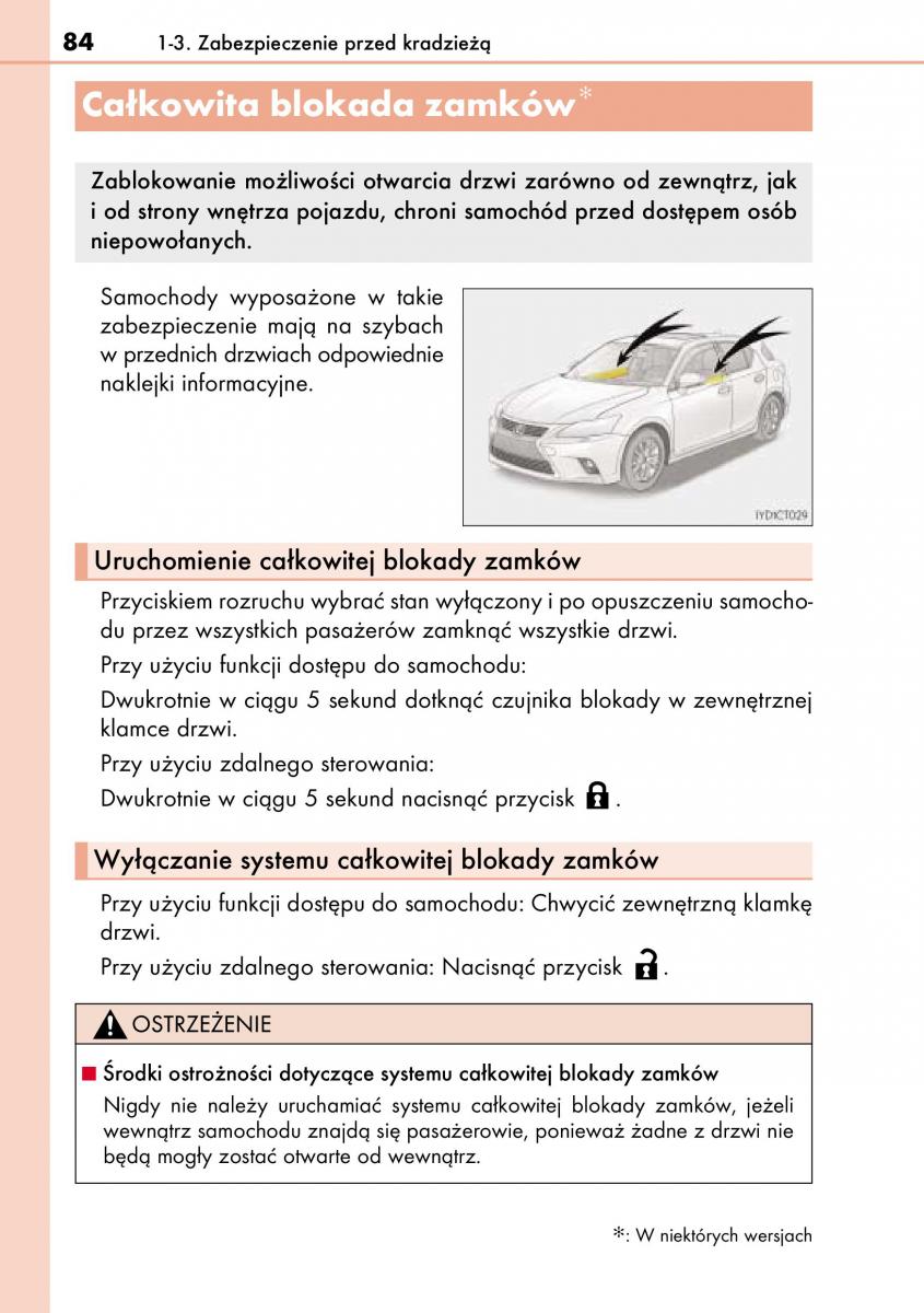 Lexus CT200h instrukcja obslugi / page 84