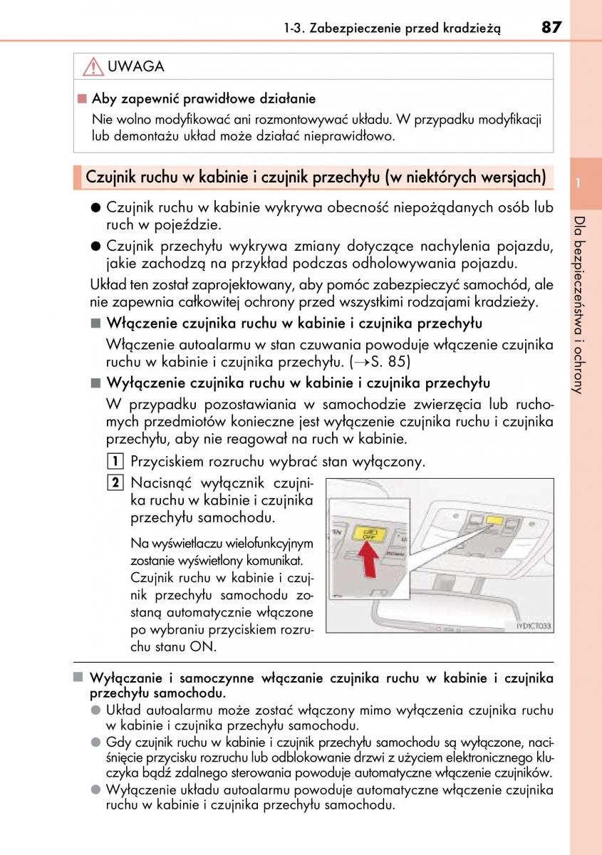 Lexus CT200h instrukcja obslugi / page 87