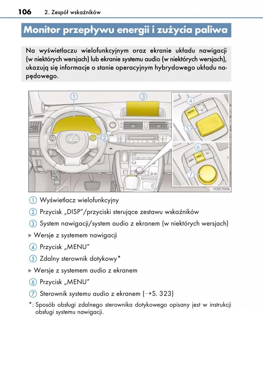 Lexus CT200h instrukcja obslugi / page 106