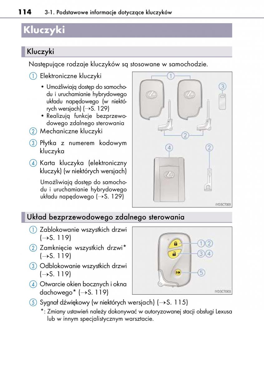 Lexus CT200h instrukcja obslugi / page 114