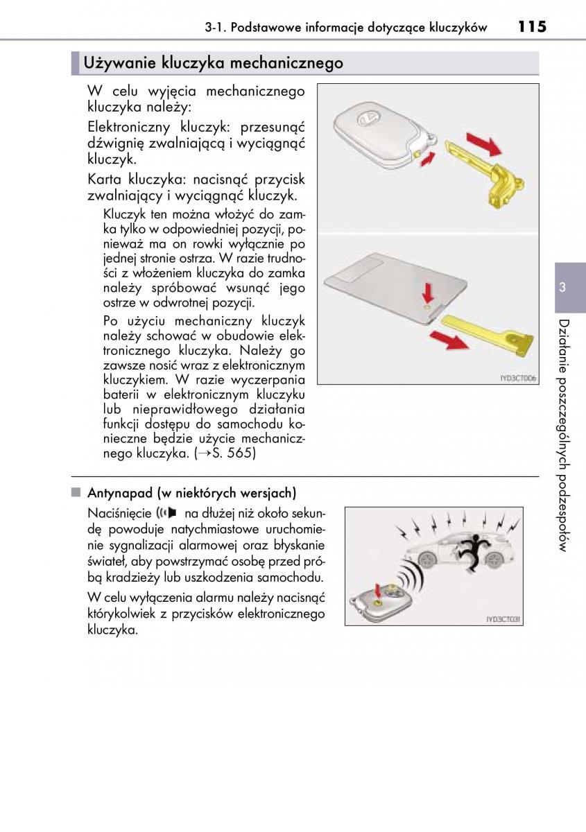 Lexus CT200h instrukcja obslugi / page 115