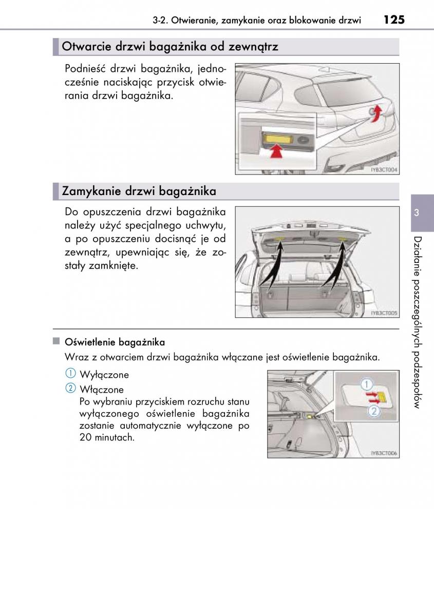 Lexus CT200h instrukcja obslugi / page 125