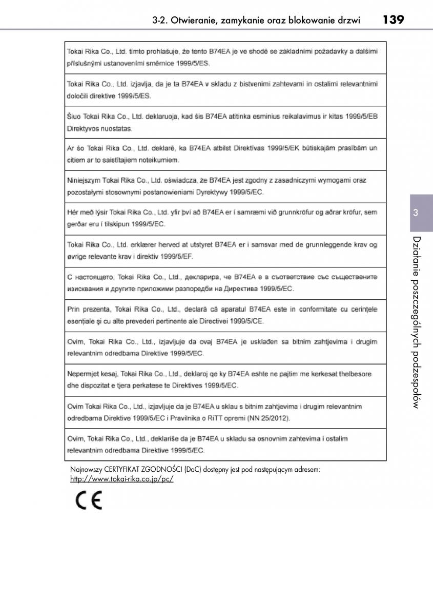 Lexus CT200h instrukcja obslugi / page 139