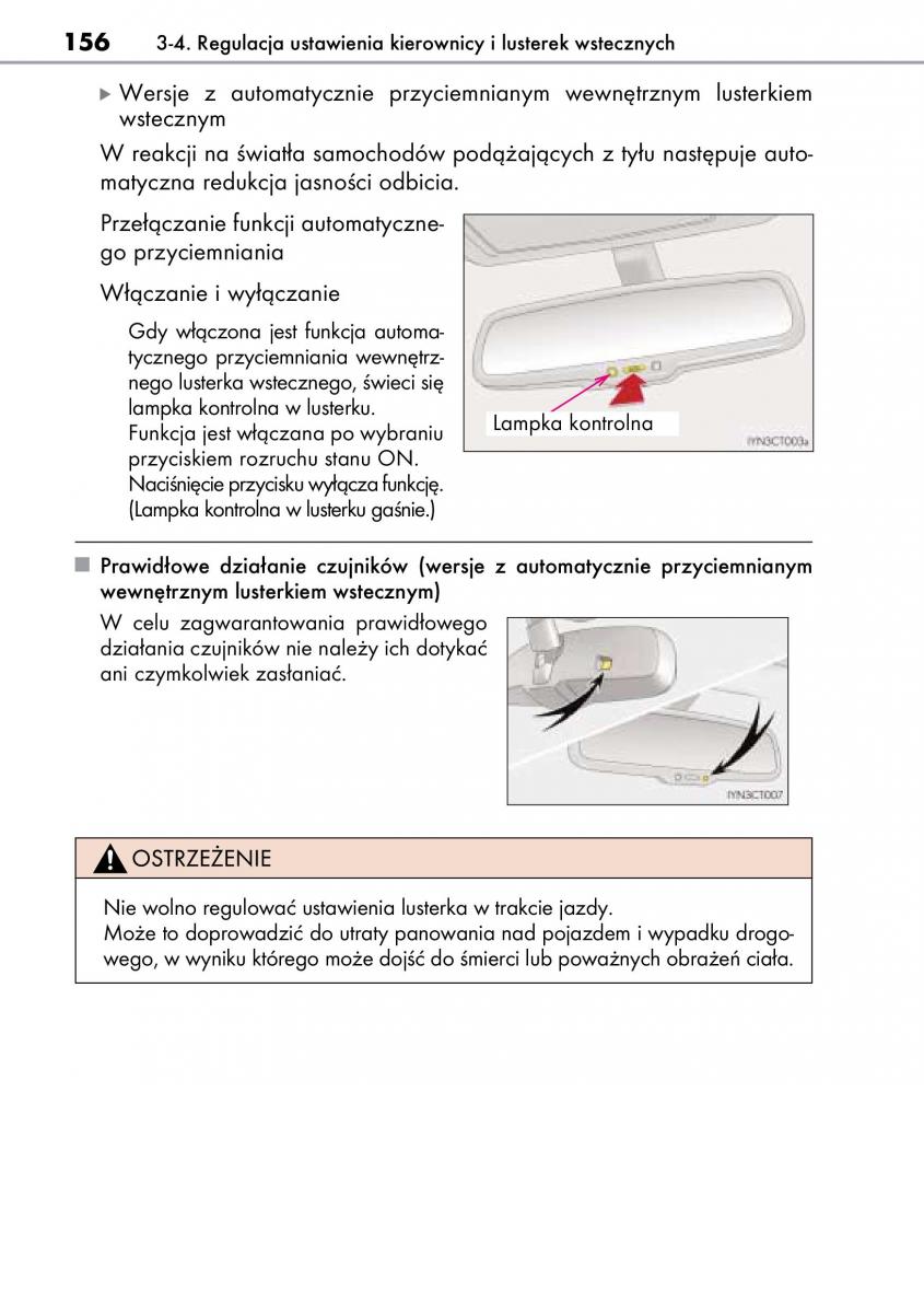 Lexus CT200h instrukcja obslugi / page 156