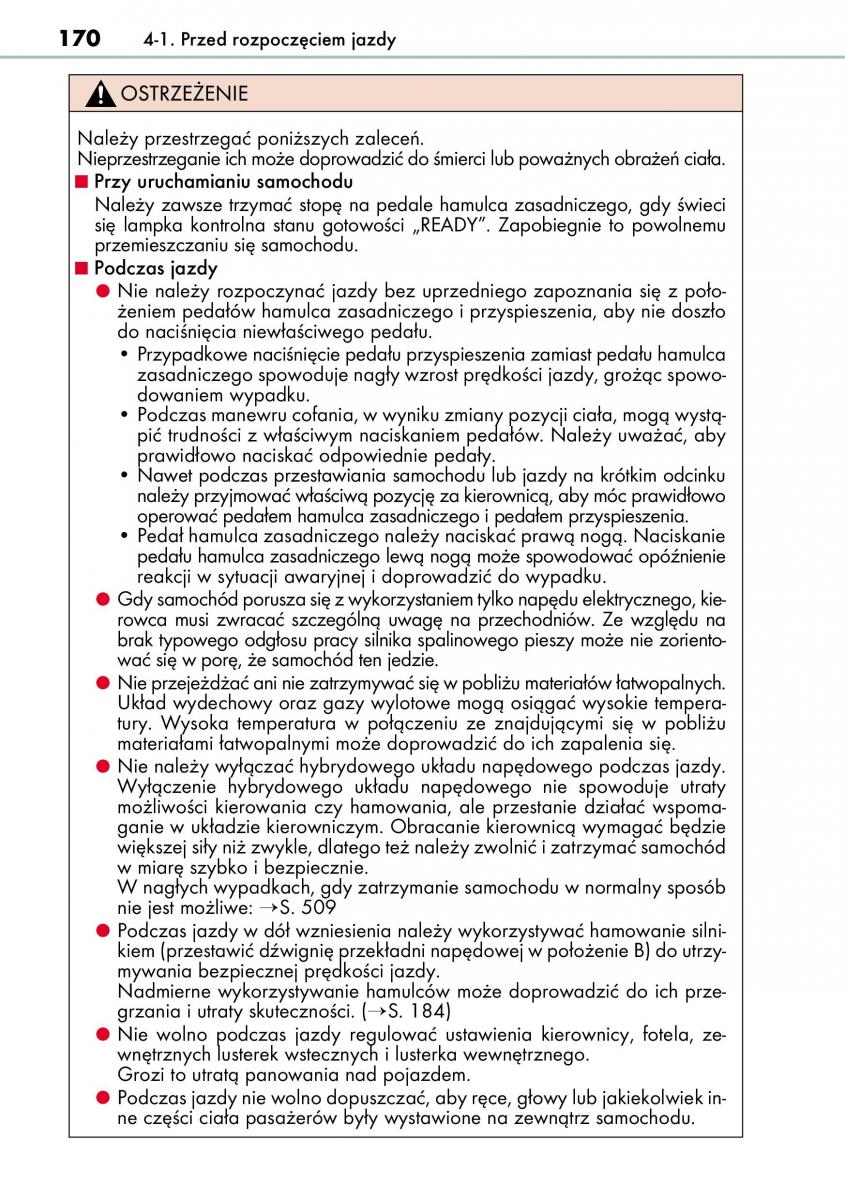 Lexus CT200h instrukcja obslugi / page 170