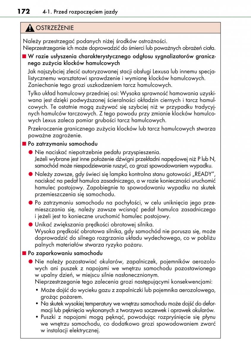 Lexus CT200h instrukcja obslugi / page 172