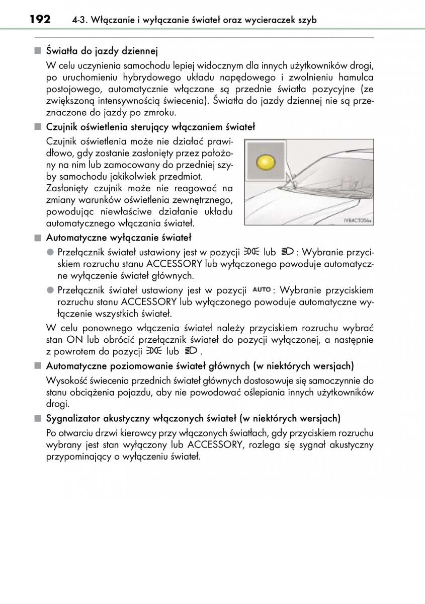 Lexus CT200h instrukcja obslugi / page 192