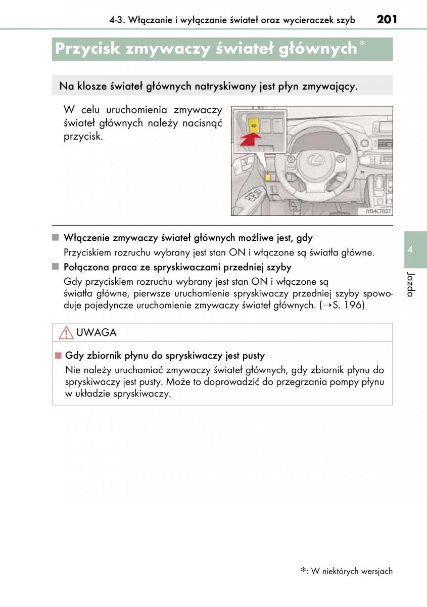 Lexus CT200h instrukcja obslugi / page 201