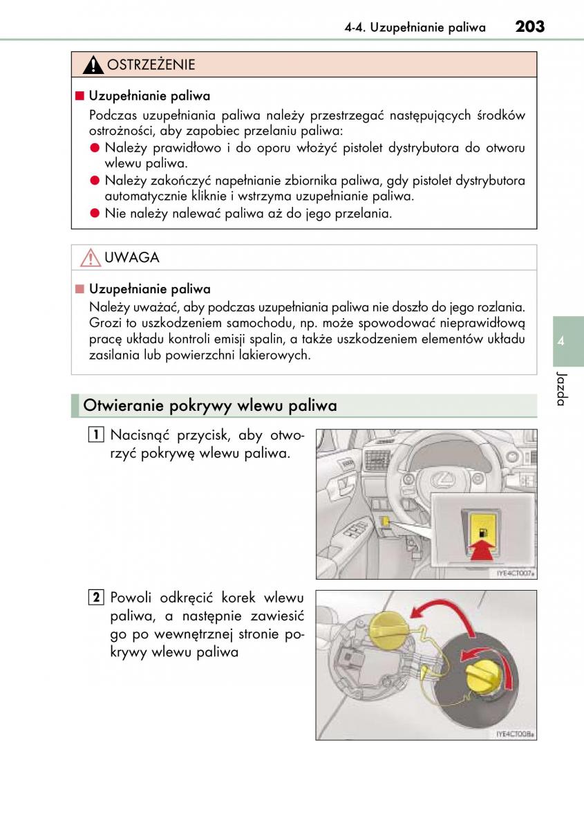 Lexus CT200h instrukcja obslugi / page 203