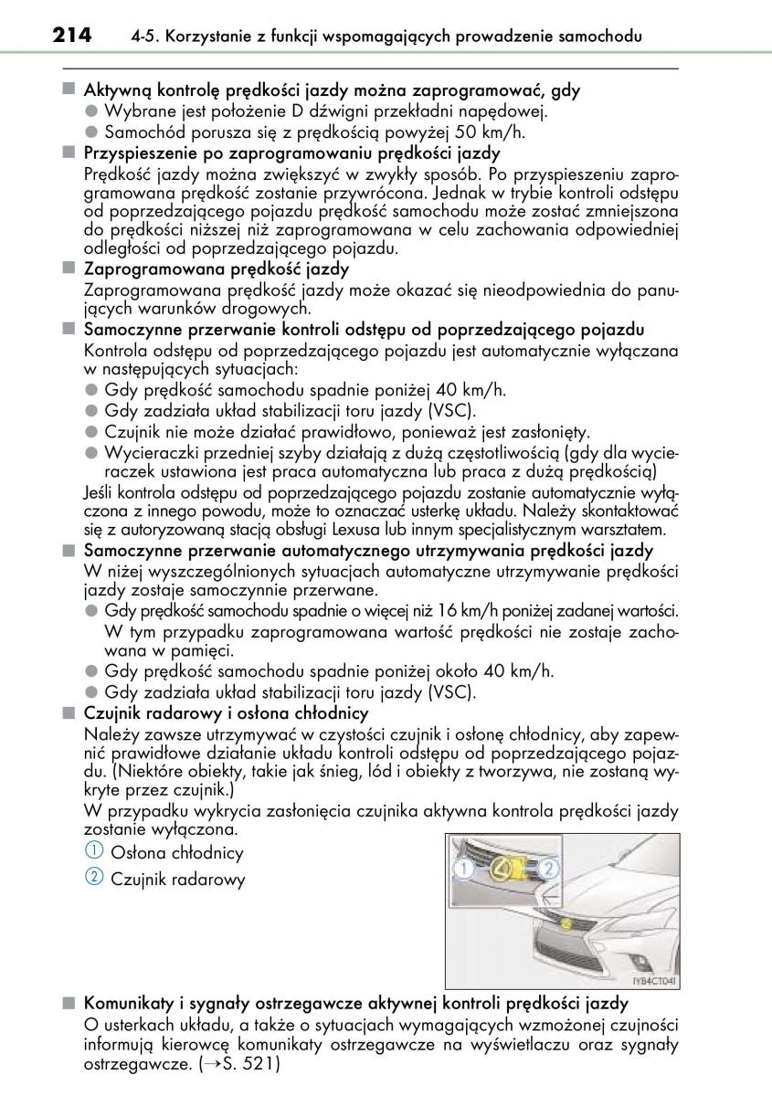 Lexus CT200h instrukcja obslugi / page 214