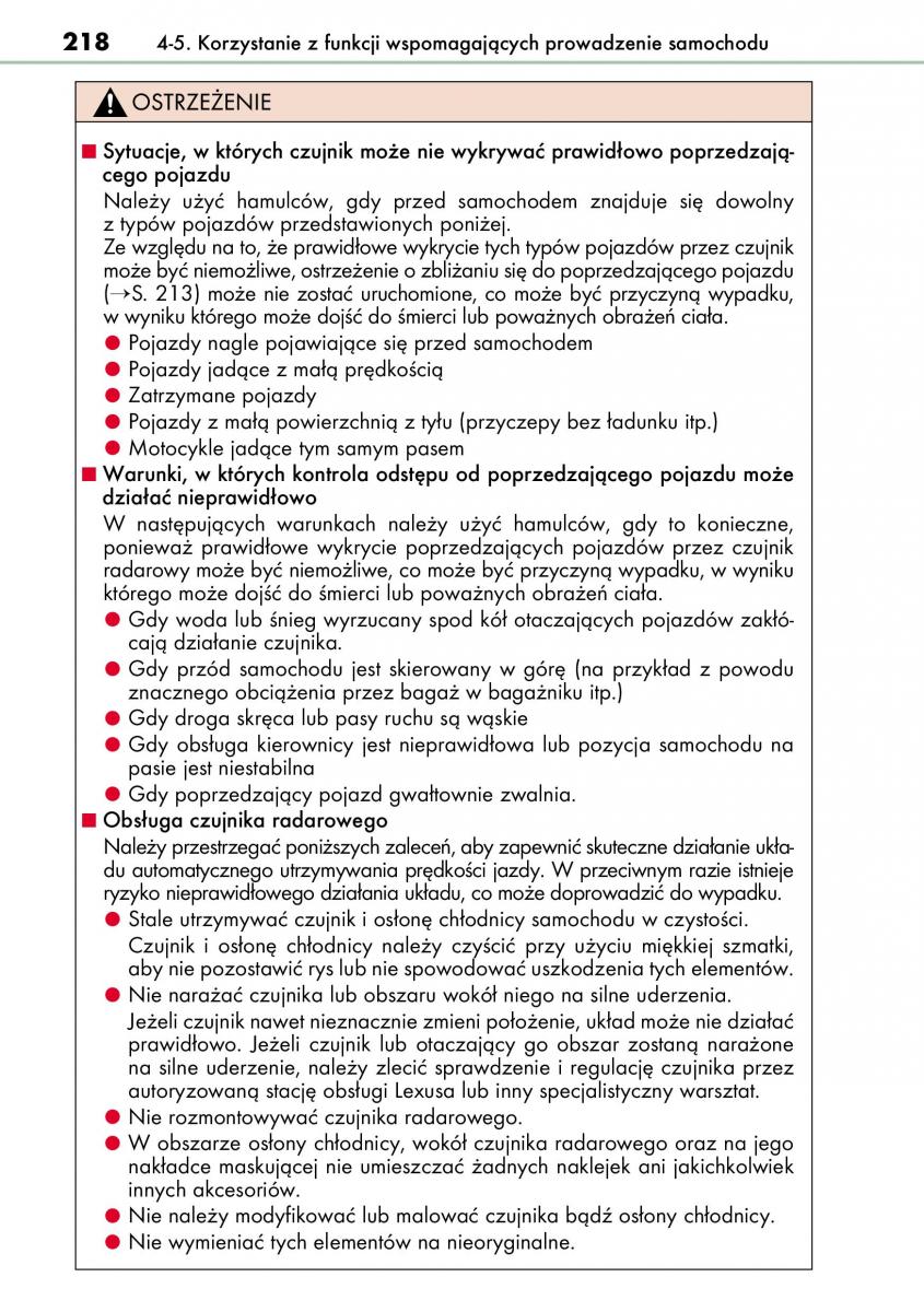 Lexus CT200h instrukcja obslugi / page 218