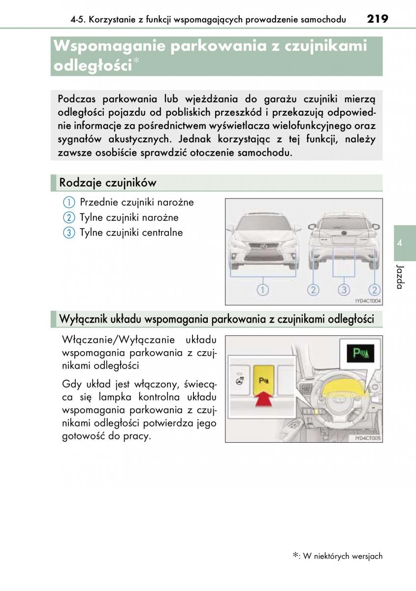 Lexus CT200h instrukcja obslugi / page 219