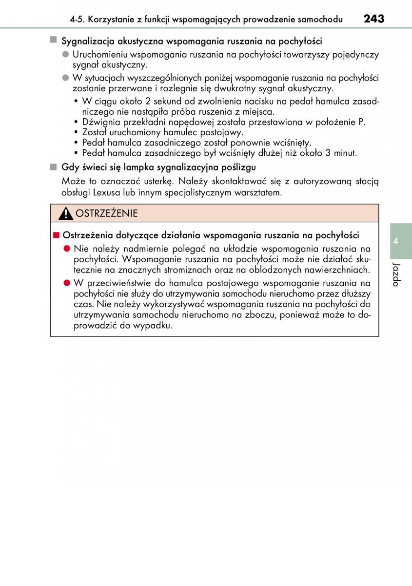 Lexus CT200h instrukcja obslugi / page 243