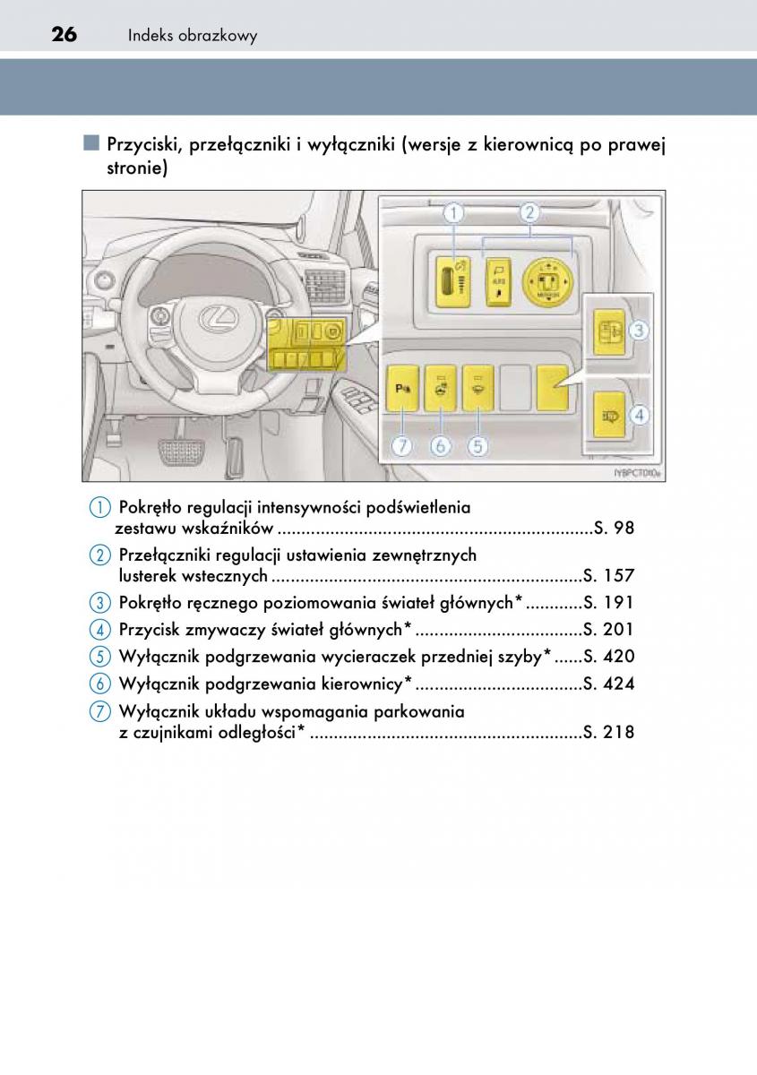 Lexus CT200h instrukcja obslugi / page 26