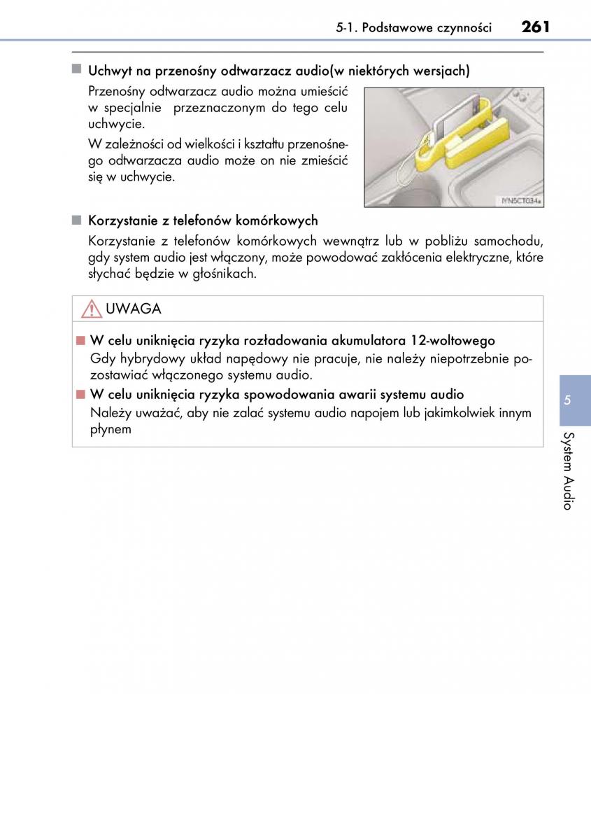 Lexus CT200h instrukcja obslugi / page 261