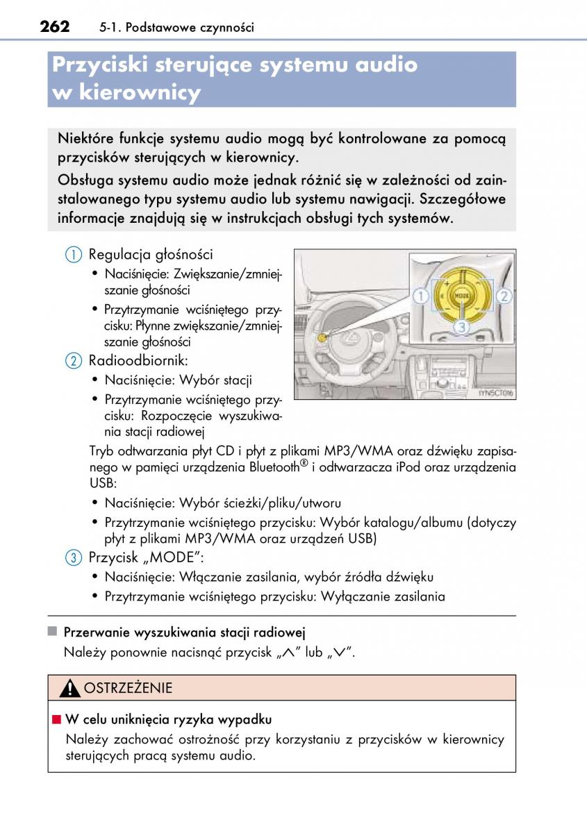 Lexus CT200h instrukcja obslugi / page 262