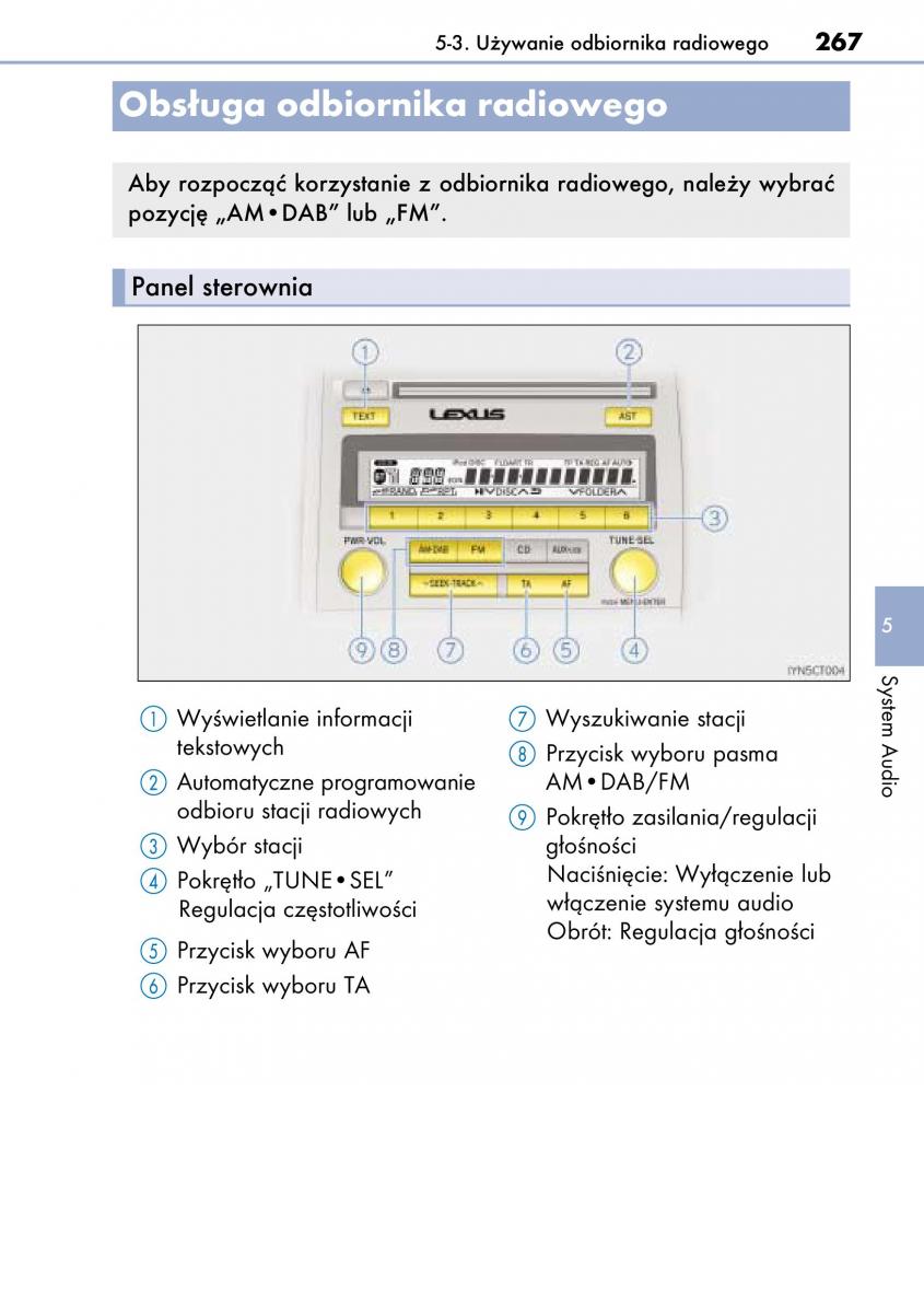 Lexus CT200h instrukcja obslugi / page 267