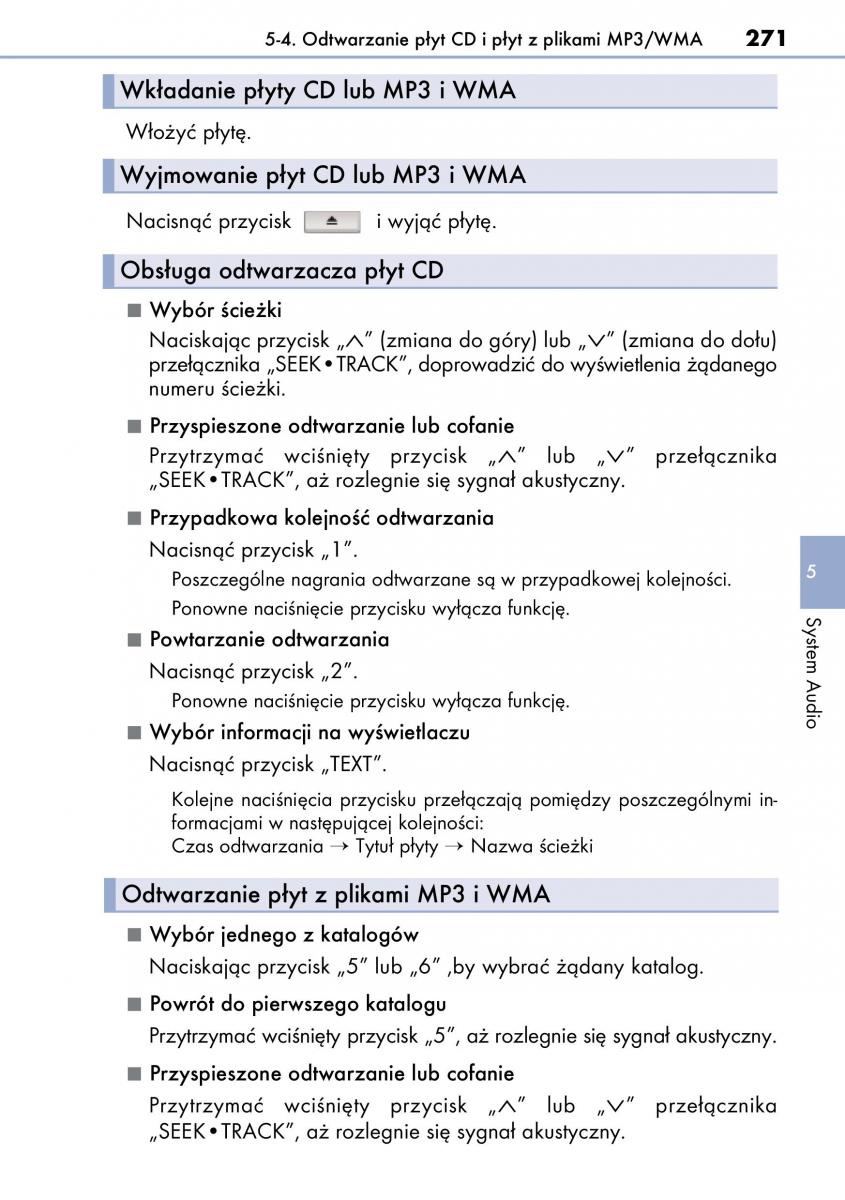 Lexus CT200h instrukcja obslugi / page 271