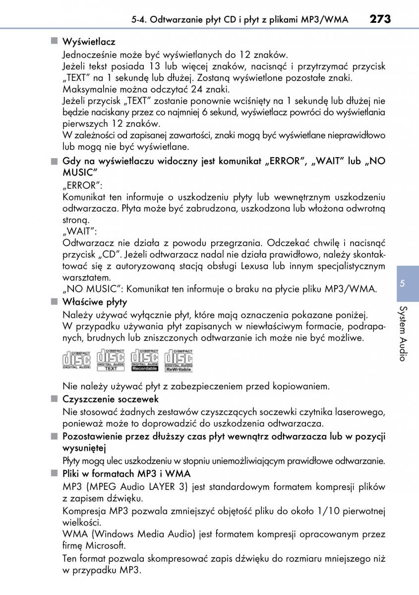 Lexus CT200h instrukcja obslugi / page 273