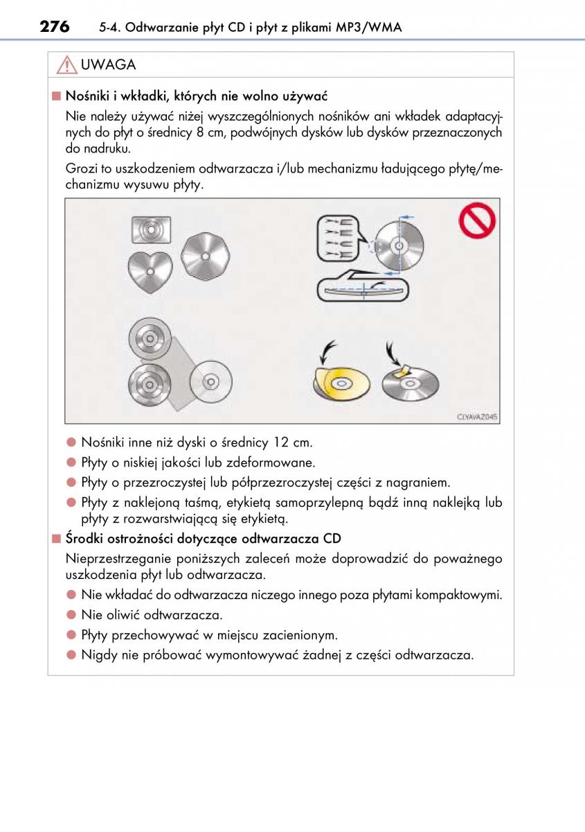 Lexus CT200h instrukcja obslugi / page 276